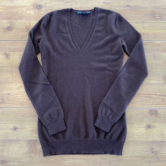 Ralph Lauren Warm Cashmere Long Sleeve Top Brown - Picture 7 of 8